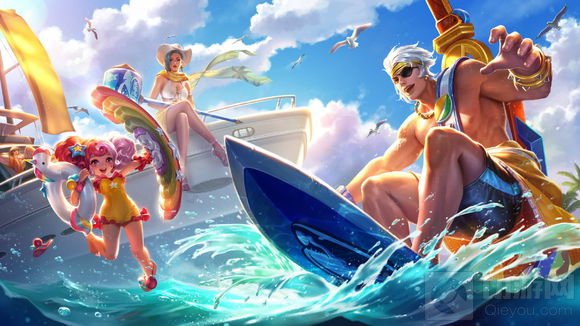 王者荣耀钟无艳游艇派对原画 终于不再粗壮